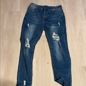 Old Navy Dark Blue Distressed Skinny Jeans